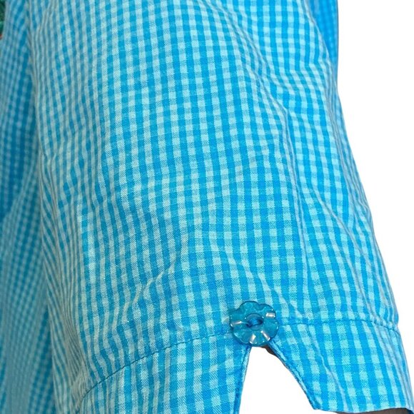 Bobbie Brooks Gingham Embroidered Flamingo Button Down Top 18W/20W #192J - Picture 6 of 8